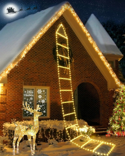 VIANOČNÉ SVETLÁ REBRÍKA LED REBRÍK TEPLEJ BIELY 3M 310 LED 8 REŽIMOV
